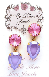 Oorstekers Crystal  Pink Lilac