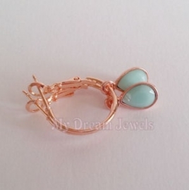 Creolen Rose Gold Druppel Swarovski Mint Alabaster 8x6mm