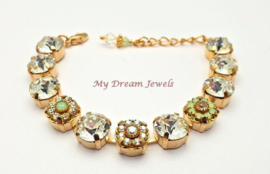 Armband met Swarovski Crystal & Vintage Flower Mint Opal
