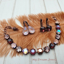 Oorbellen Belle met Swarovski Druppel "Crystal Dusty Pink"