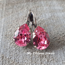 Oorbellen Belle met Swarovski Druppel "Rose"