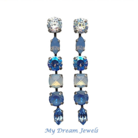 Oorstekers Juliette  " Air Blue Patina " met Swarovski Crystal