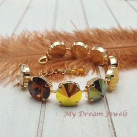Armband Autumn Mix Golden Topaz & Green met o.a. Swarovski Crystal