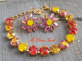 Oorbellen Daisy Flower  Sun of Fire met Swarovski Crystal