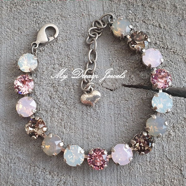 Armband Alison" Rose Opal & Greige "met Swarovski Crystal