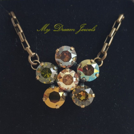 Ketting Flower "Fall Iridescent Olivine" met Swarovski Crystal