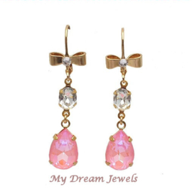 Oorbellen Papillon Crystal met druppel Shiny Dahlia Pink