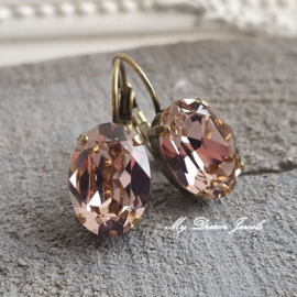 Oorbellen Ovaal met Swarovski crystal Vintage Rose