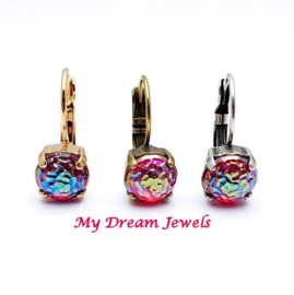 Oorbellen met Vintage glassteen Ruby AB