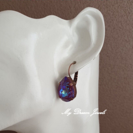 Oorbellen Sofia met Swarovski Druppel 18x13mm" Crystal Burgundy Delite"