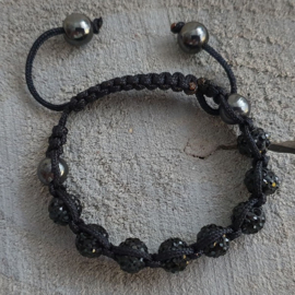 Kinder Chamballa  Strass armbandje Zwart