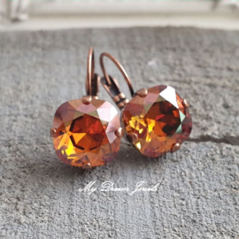 Oorbellen Square met Swarovski Crystal Copper