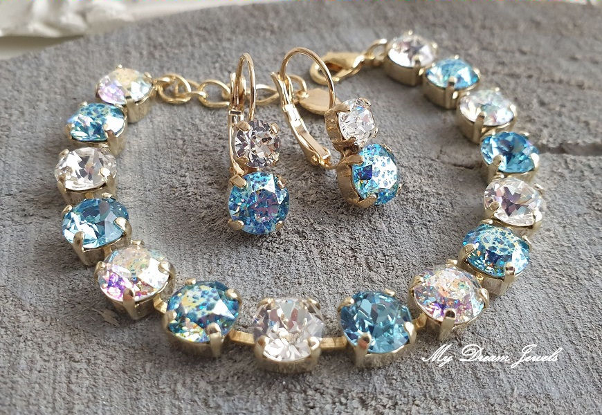 Armband Alison "Twinkle Aqua Patina" met  Swarovski Crystal