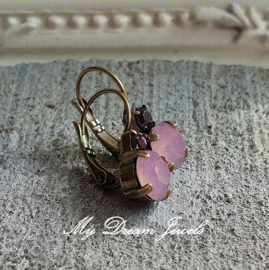 Oorbellen Fem met Swarovski Crystal "Amethyst & White Opal Antique Pink "