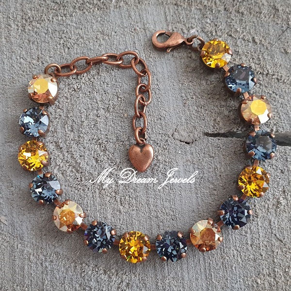 Armband Alison "Denim Gold Sunshine" met Swarovski Crystal