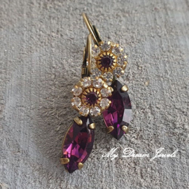 Oorbellen Swarovski Crystal Flower/Navette Amethyst