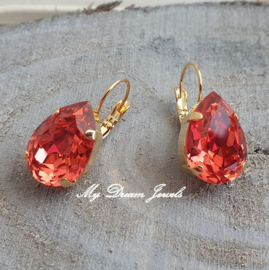 Oorbellen Sofia met Swarovski Druppel" Padparadscha "