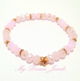 Armbandje met facetkralen Soft Pink Star