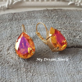 Oorbellen Sofia met Swarovski Druppel " Crystal Astral Pink "