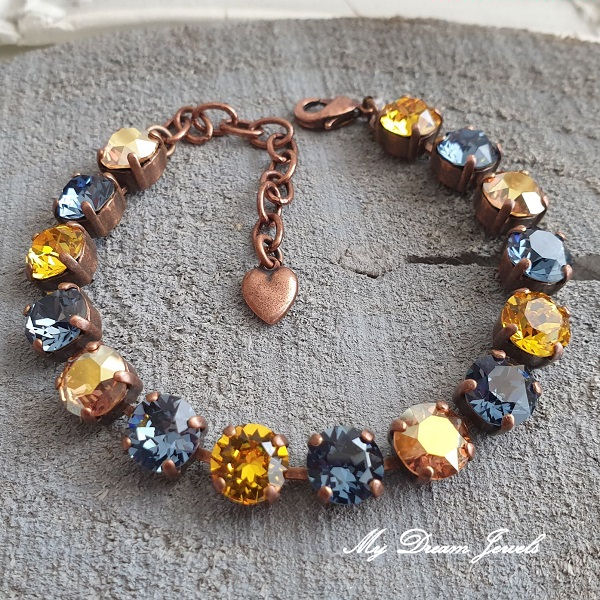 Armband Alison "Denim Gold Sunshine" met Swarovski Crystal