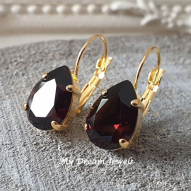 Oorbellen Belle met Swarovski druppel "Mocca"