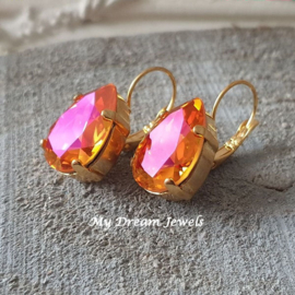 Oorbellen Sofia met Swarovski Druppel " Crystal Astral Pink "