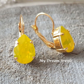 Oorbellen Belle met Swarovski Druppel "Yellow Opal"