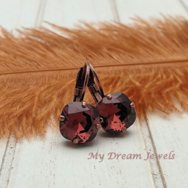 Oorbellen Square met Swarovski  Burgundy