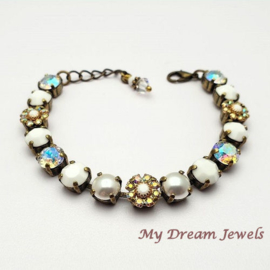 Armband Vintage Swarovski Flower Crystal AB/White