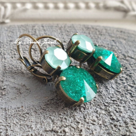 Oorbellen Crystal Mint & Crushed Emerald met o.a. Swarovski Crystal