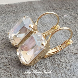 Oorbellen Emma met Swarovski Octagon " Crystal Moonlight"