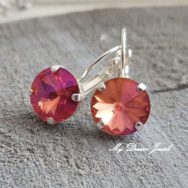 Oorbellen Rivoli met  Swarovski " Rose Brandy"