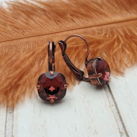 Oorbellen Square met Swarovski  Burgundy