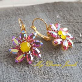Oorbellen Daisy Flower  Sun of Fire met Swarovski Crystal