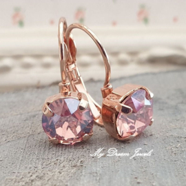 Oorbellen Alison met Swarovski " Light Rose Moonlight "