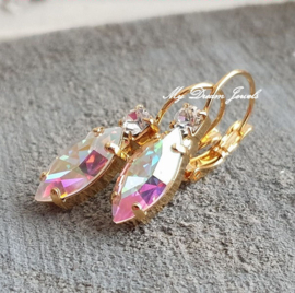 Oorbellen Navette met Swarovski Crystal & Crystal AB