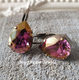 Oorbellen Belle met Swarovski Druppel "Crystal Lilac Shadow "