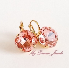 Oorbellen Square met Swarovski Rose Peach