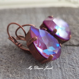 Oorbellen Sofia met Swarovski Druppel 18x13mm" Crystal Burgundy Delite"