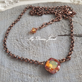 Ketting Square Swarovski Crystal Copper