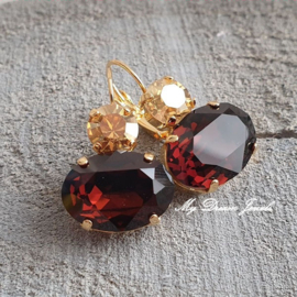 Oorbellen Elisa met Swarovski  "Crystal Golden Shine & Mocca"