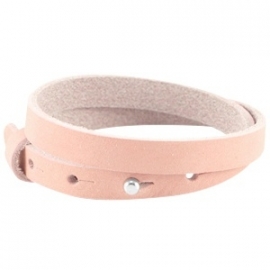 LC Armband Dubbel Nubuck Leer 10mm Light Coral Pink