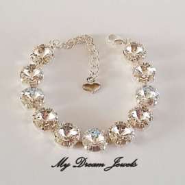 Armband met Swarovski helder Crystal & Crystal White Patina