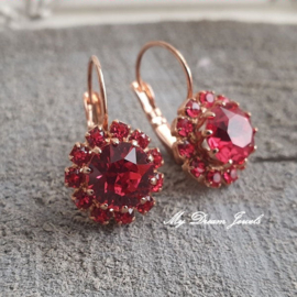 Oorbellen met Swarovski Indian Pink