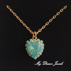 Ketting met Swarovski Hart Pacific Opal & Turquiose
