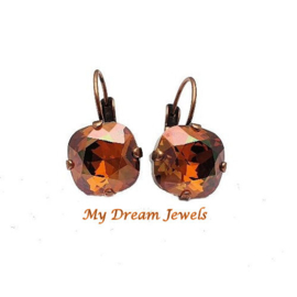 Oorbellen Square met Swarovski Crystal Copper