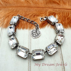 Armband Clear Crystal met Vintage Swarovski Octagon