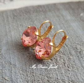 Oorbellen Square met Swarovski Rose Peach
