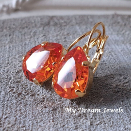 Oorbellen Belle met Swarovski " Tangerine Orange"