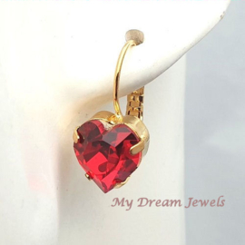 Oorbellen Hart met Swarovski Light Siam